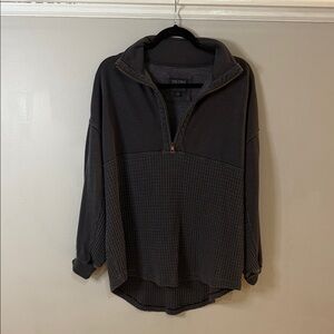 American Eagle Outfitters Dark Gray Half-Zip Hoodie